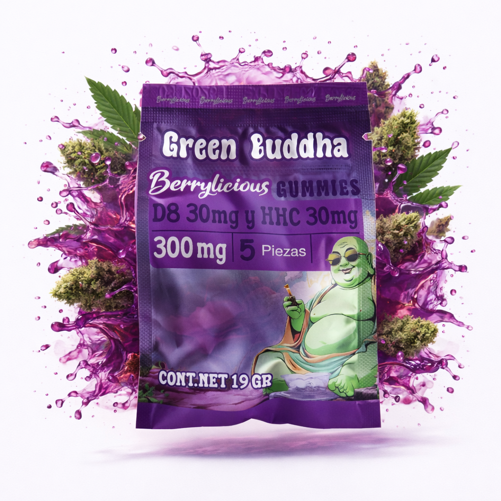 Green Buddha Berrylicious Gummies 300 mg – D8 + HHC (5 piezas)