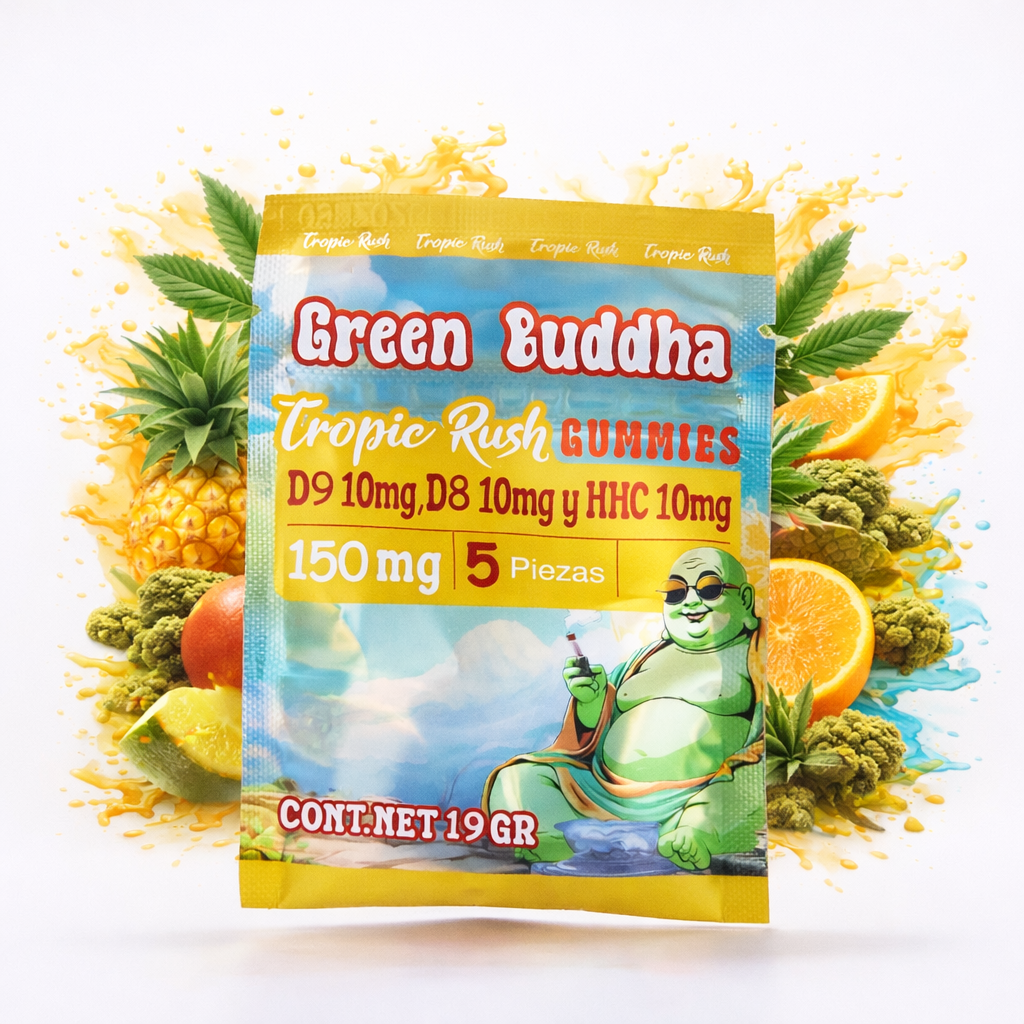 Green Buddha Tropic Rush Gummies D9 + D8 + HHC – 150 mg | 5 piezas